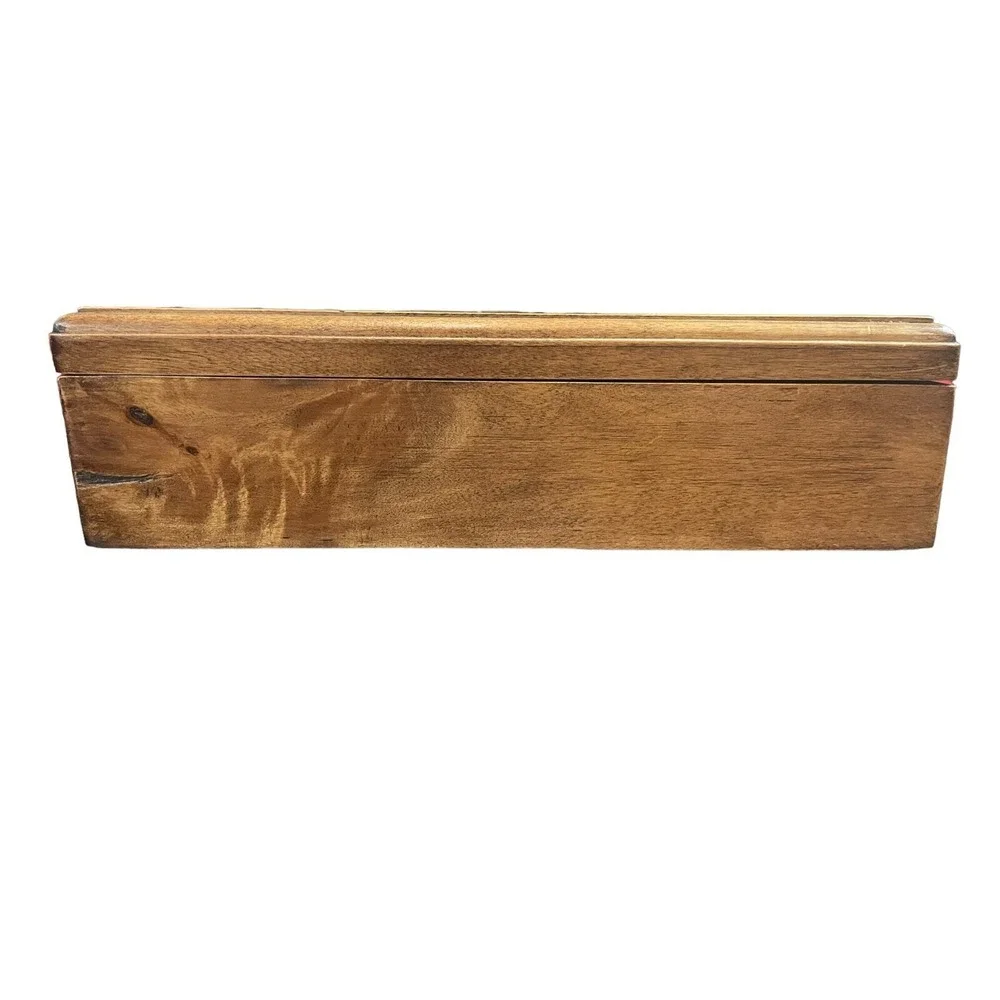 Vintage Rustic Wooden Jewelry Box Hand Carved Floral‎ Farmhouse Trinket 12